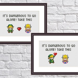 Legend of Zelda - Link & Zelda - lot de 2 modèles de point de croix - Saint Valentin - modèle de point de croix PDF à téléchargement immédiat