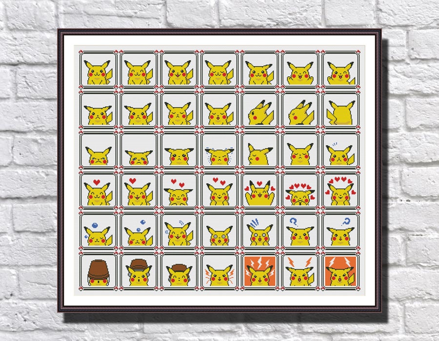 8 bit Pikachu- Pokemon Yellow Cross stitch Idea