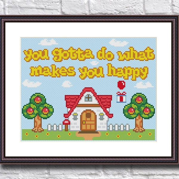 Animal Crossing Video Game Cross Stitch Pattern PDF Téléchargement instantané - Tu dois faire ce qui te rend heureux