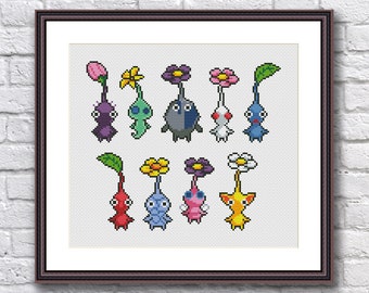 Pikmin Video Game Cross Stitch Pattern PDF Download - pikmin 4