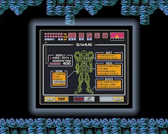 Metroid Status Screen Cross Stitch Pattern PDF - Retro Video Game
