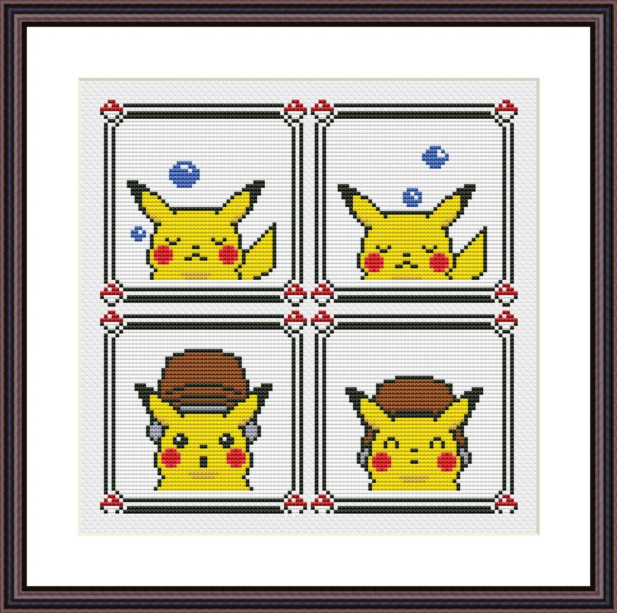 Pikachu Emoji 3 Pokemon Yellow Set of 42 Cross Stitch -  Sweden