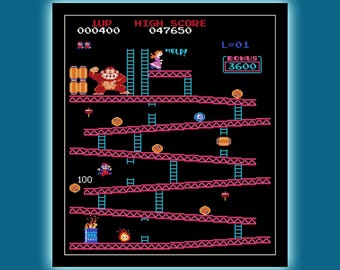 Donkey Kong Cross Stitch Pattern PDF - Instant Download - Super Mario Cross Stitch Pattern - Video Game Cross Stitch Pattern