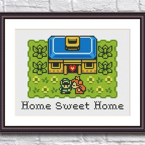 Legend of Zelda - Home Sweet Home - Funny Modern Cross Stitch Pattern PDF Instant Download - Link and Zelda - Gameboy