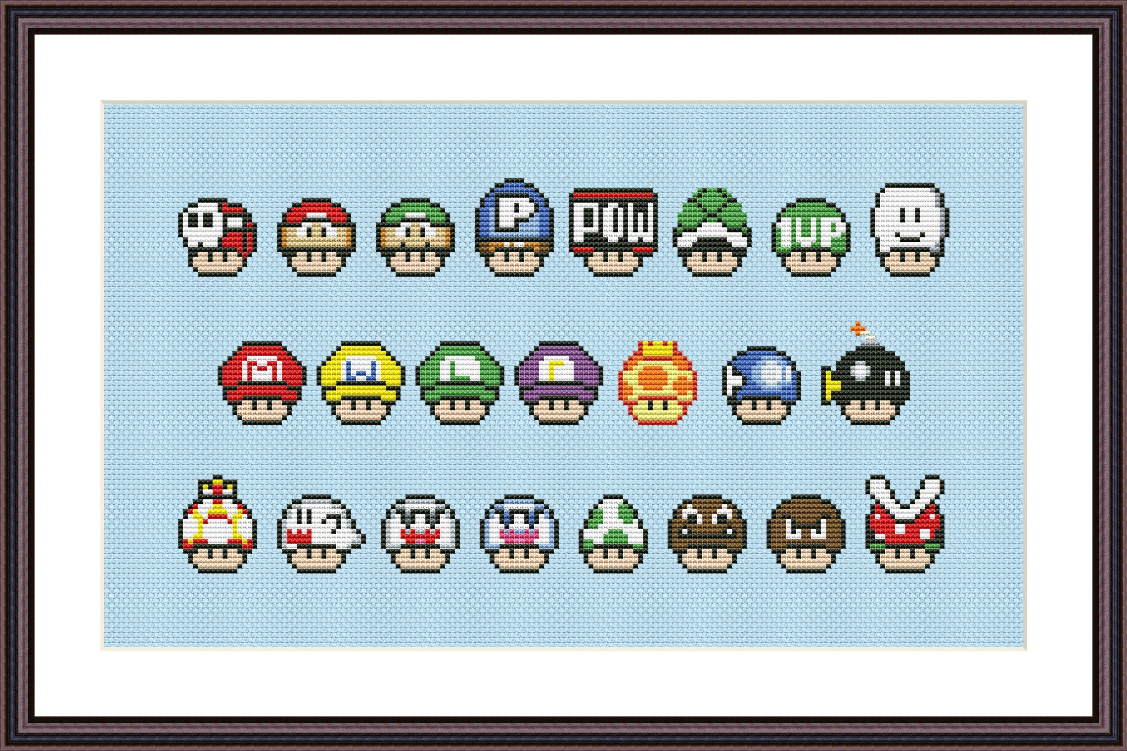 Super Mario Mushrooms Сollection P2 Funny Cross Stitch Pattern Video Game  PDF Instant Download Pixel Art Set of 100 Mushrooms 