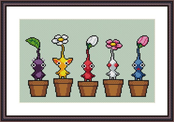 クロピクミン Pikmin Video Game Cross Stitch Pattern PDF Downloadable - Pikmin