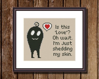 Funny Cross Stitch Pattern Video Game Stardew Valley Krobus Love PDF Instant Download Pixel art