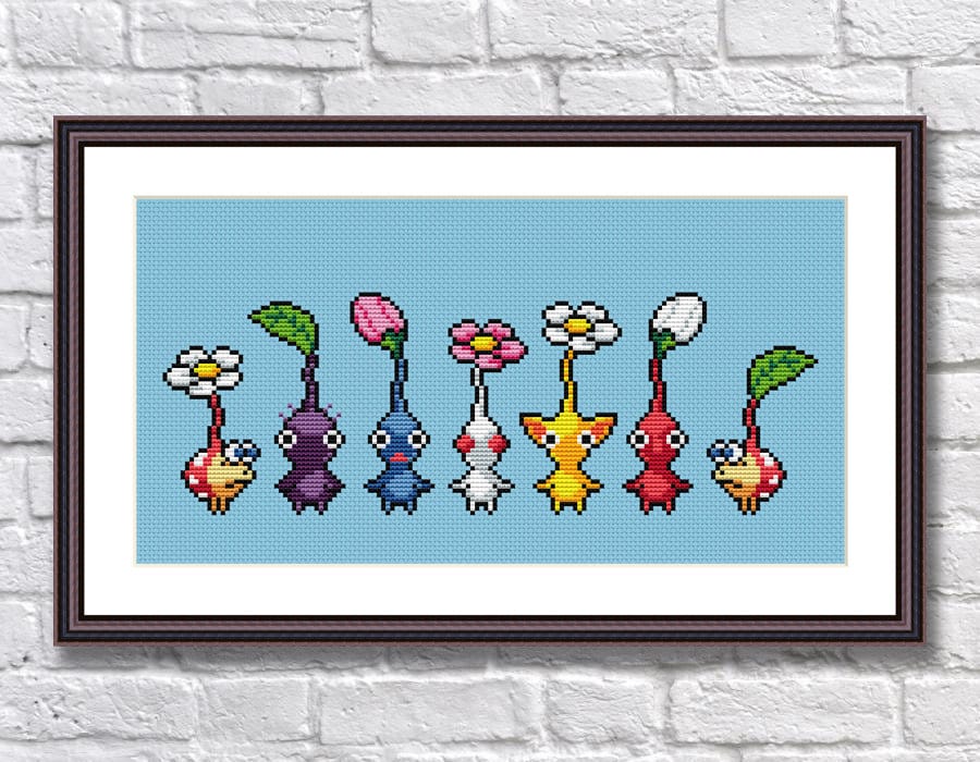 Pikmin Video Game Cross Stitch Pattern PDF Downloadable - Pikmins