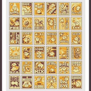 Kirby korsstygnsmönster PDF - Set med 36 ikoner korsstygnsmönster - Retro videospel - Direkt nedladdning - Pattern Keeper