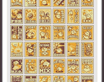 Kirby Cross Stitch Pattern PDF - Set of 36 Icons Cross Stitch Patterns - Retro Video Game - Instant Download - Pattern Keeper