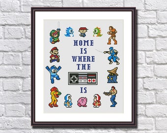 Home is Where the NES is - Funny Cross Stitch Pattern PDF Instant Download