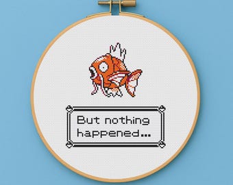 Magikarp used Splash! But Nothing Happened! Pokemon Cross Stitch Pattern PDF Video Game