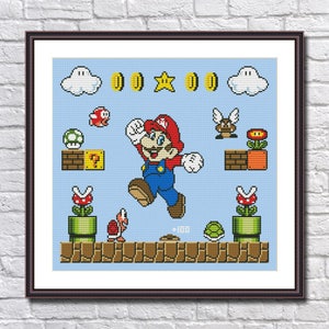 Super Mario - Retro-Videospiel Super Mario - Kreuzstichmuster PDF Sofort-Download