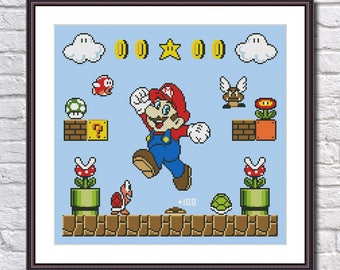 Super Mario -Retro Video Game Super Mario - Cross Stitch Pattern PDF Instant Download