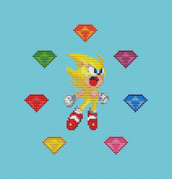 Sonic Super Sonic Funny Cross Stitch Pattern PDF Instant -  Denmark