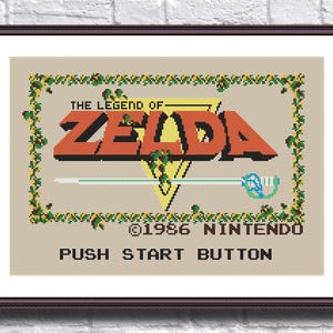 Legend of Zelda Cross Stitch Pattern PDF - Push Start Button - Video Game Cross Stitch Pattern