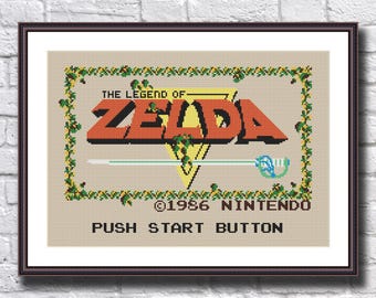 Legend of Zelda Cross Stitch Pattern PDF - Push Start Button - Video Game Cross Stitch Pattern