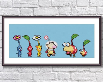 Pikmin Video Game Cross Stitch Pattern PDF Downloadable - Bulborb Pikmin & Olimar