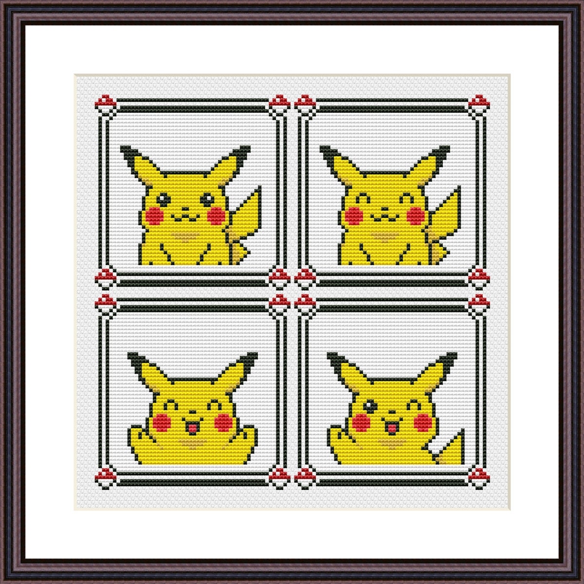 Pikachu Emoji 3 Pokemon Yellow Set of 42 Cross Stitch -  Sweden