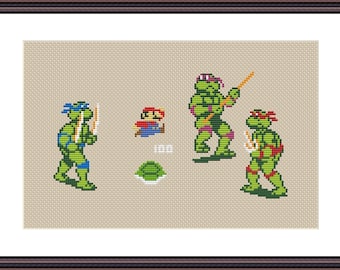 Super Hero VS Green Team - Funny Cross Stitch Pattern PDF - Video Game