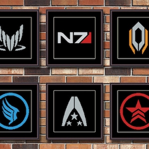 Mass Effect Video Game - Set of 6 Patterns - Cerberus, Alliance, N7, Spectre, Renegade & Paragon - Cross Stitch Pattern PDF Instant Download