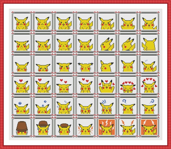 8 bit Pikachu- Pokemon Yellow Cross stitch Idea