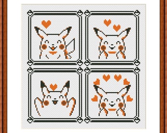 Pikachu Emoji 3 Pokemon Yellow Set of 42 Cross Stitch -  Sweden