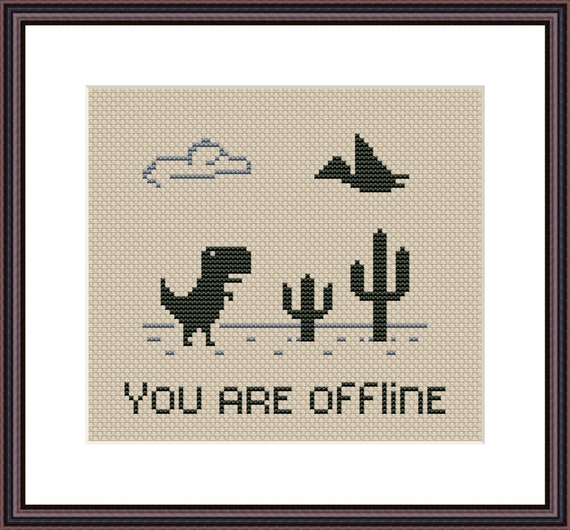 Dino T-rex Funny Cross Stitch Pattern PDF Video Game No 