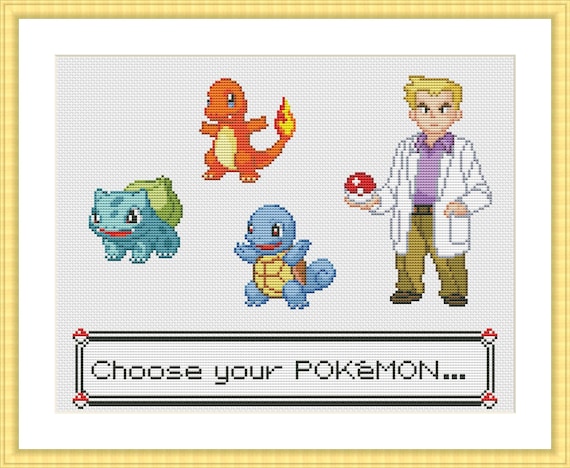 Choose Your Pokemon Professor Oak 3 Funny Cross Stitch Pattern PDF