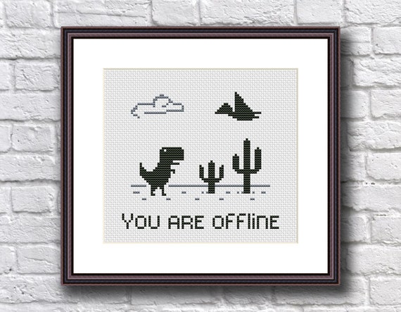 Dino T-rex Funny Cross Stitch Pattern PDF Video Game No 