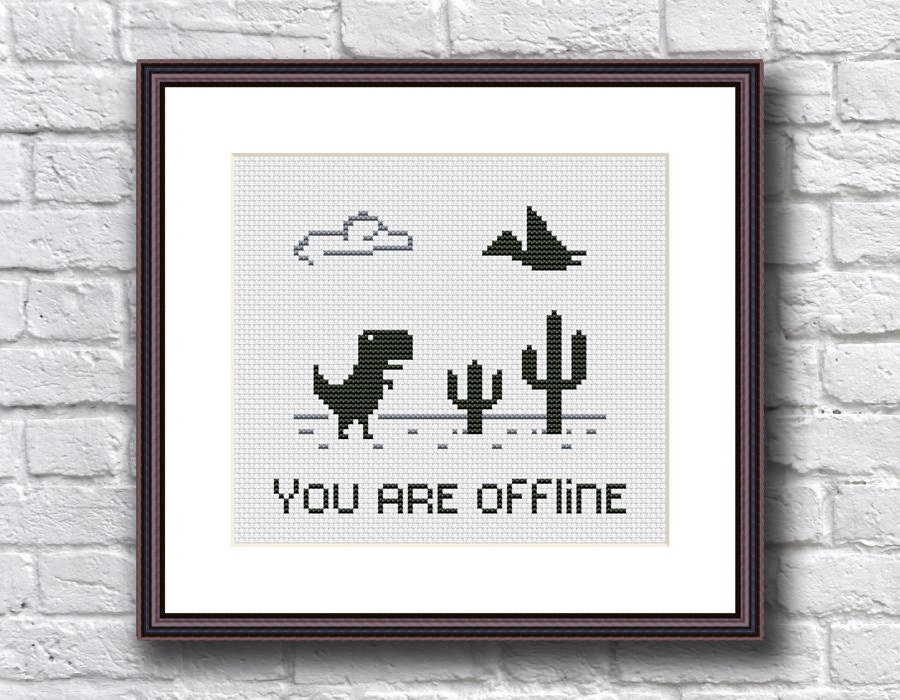 T-rex Run Pixel Art Magnet Offline Dino 8 Bit Chrome 