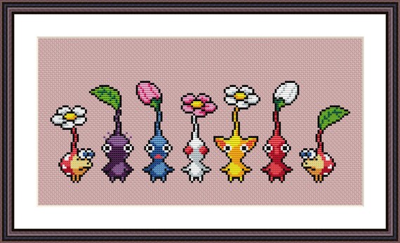 Pikmin Video Game Cross Stitch Pattern PDF Downloadable - Pikmins