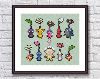 Pikmin Video Game Cross Stitch Pattern PDF Download - Pikmin & Olimar