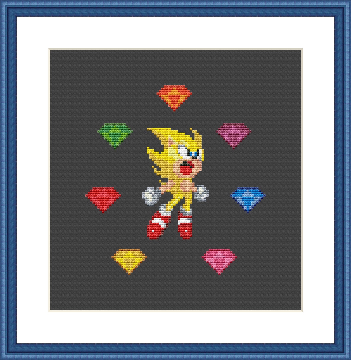 Sonic Super Sonic Funny Cross Stitch Pattern PDF Instant -  Denmark