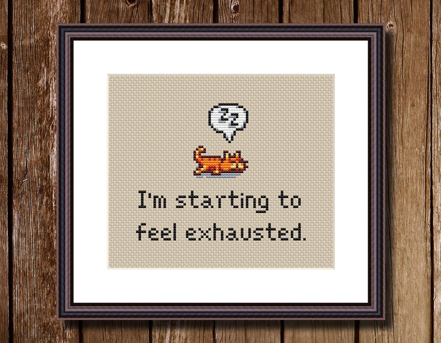 Stardew Valley Cross Stitch Pattern Video Game Cross Stitch Pattern PDF Instant Download - I Feel Exhausted - Funny Cross Stitch