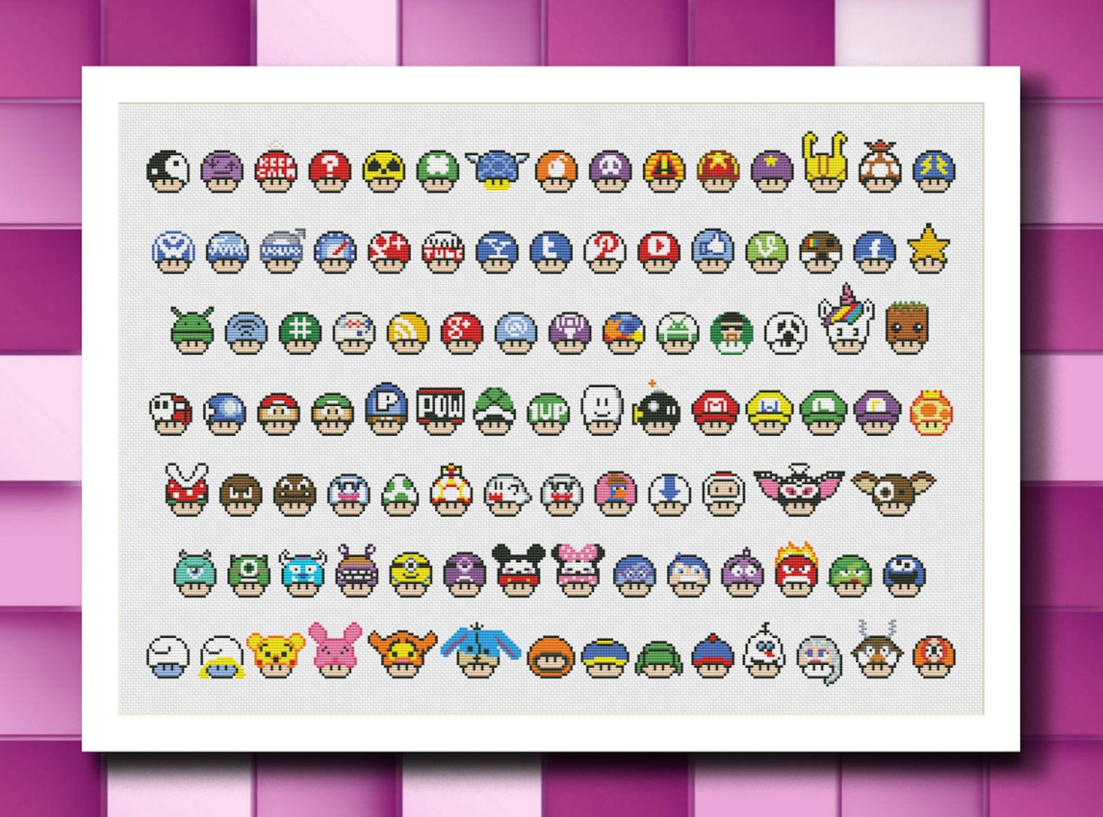 Super Mario Mushrooms Collection Part 4 Funny Cross Stitch Pattern ...