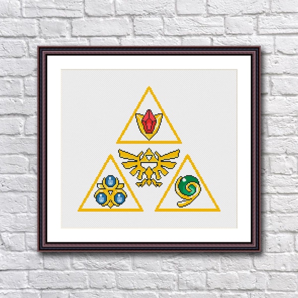 Legend of Zelda Triforce Spiritual Stones Cross Stitch Pattern PDF Instant Download