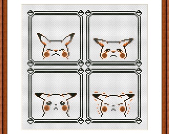 Pikachu Emoji 3 Pokemon Yellow Set of 42 Cross Stitch -  Sweden