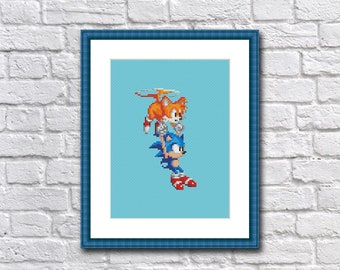 Sonic & Tails - Funny Cross Stitch Pattern PDF Instant Download