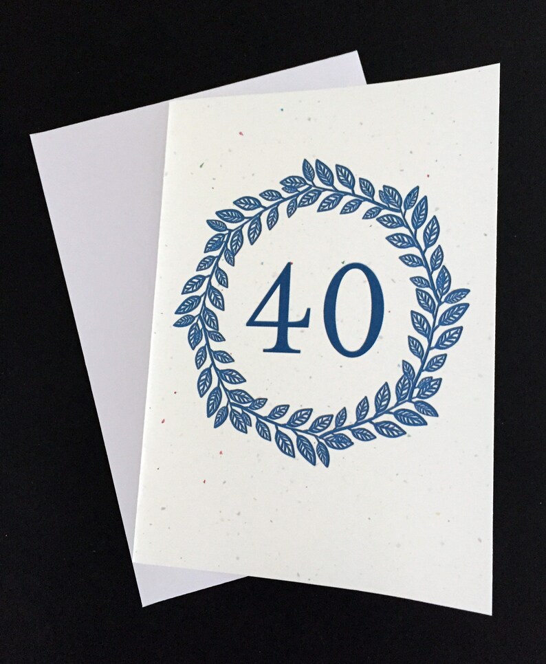 Blue Laurel Wreath Birthday Card Birthday Card for Dad Card for brother Card for Uncle 40th Birthday Card