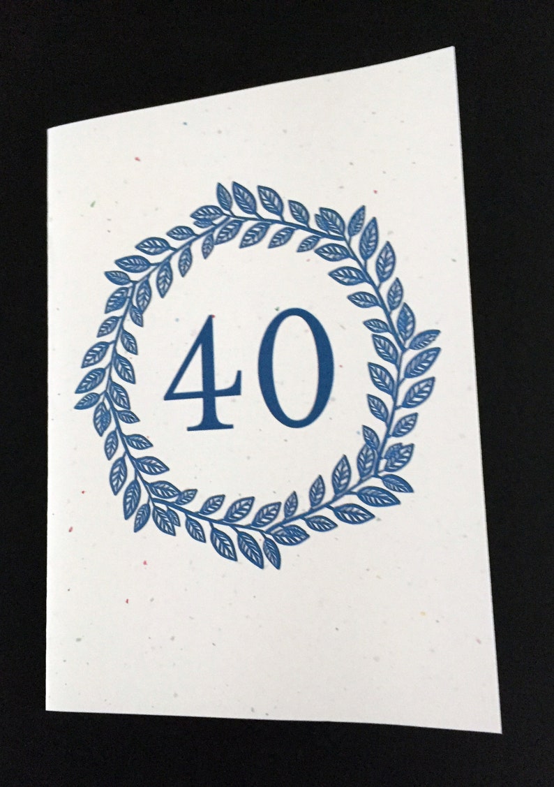 Blue Laurel Wreath Birthday Card Birthday Card for Dad Card for brother Card for Uncle 40th Birthday Card