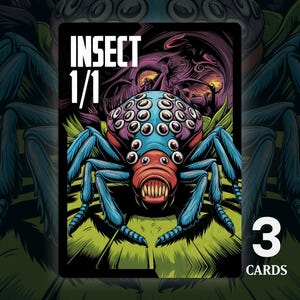 Insect 1/1 Token - 3x Cards - MTG Custom Cards, Commander, Edh and Cedh High Quality Altered Tokens