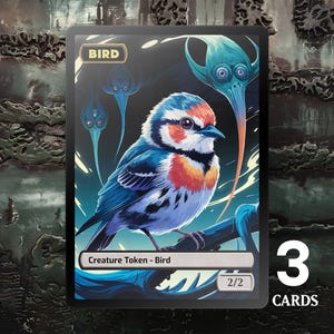 Bird 2/2 Token (v2) - 3x Cards - MTG Custom Cards, Commander, Edh and Cedh High Quality Altered Tokens