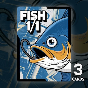 Fish 1/1 Token - 3x Cards - MTG Custom Cards, Commander, Edh and Cedh High Quality Altered Tokens