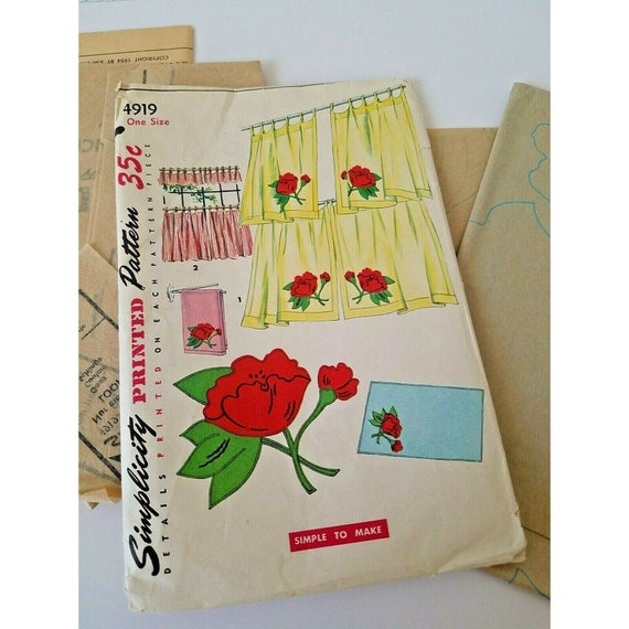 Vintage Simplicity Curtain Pattern 4919 Flowers 1954 Etsy