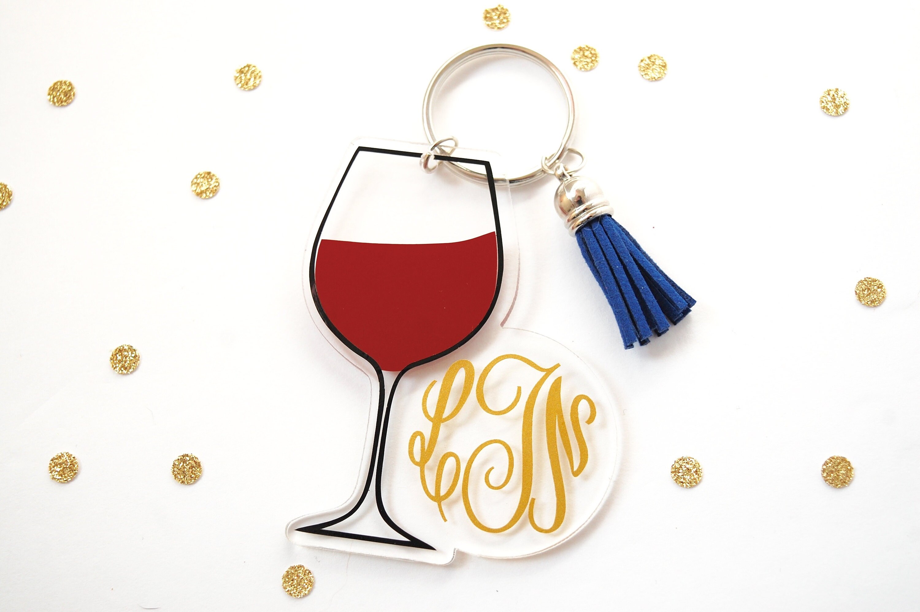 wine glass keychain