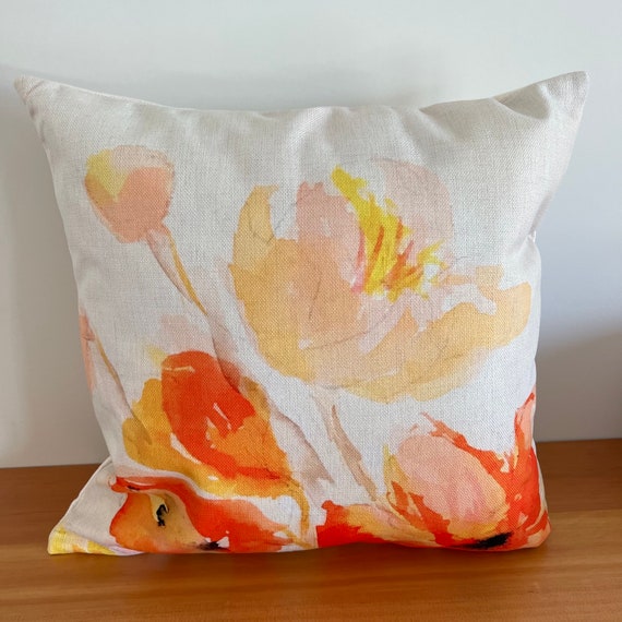 Modern Designer Poppy Linen 20” by 20” Pillow Cover