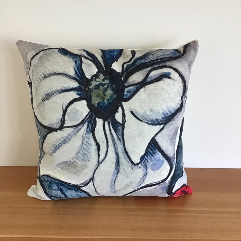 Linen Patio Pillow Cover Modern Floral IndoorOutdoor Pillow Cover 20\u201d by 20\u201d Decorative Pillow Cover Floral Pillow Cover