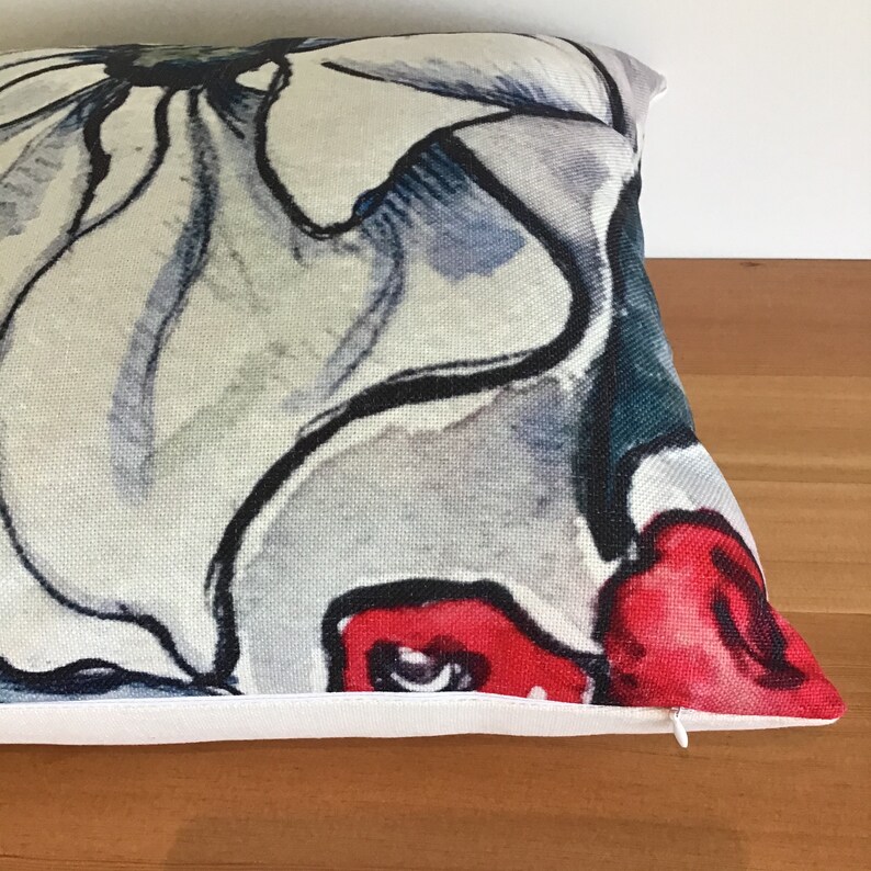 Linen Patio Pillow Cover Modern Floral IndoorOutdoor Pillow Cover 20\u201d by 20\u201d Decorative Pillow Cover Floral Pillow Cover