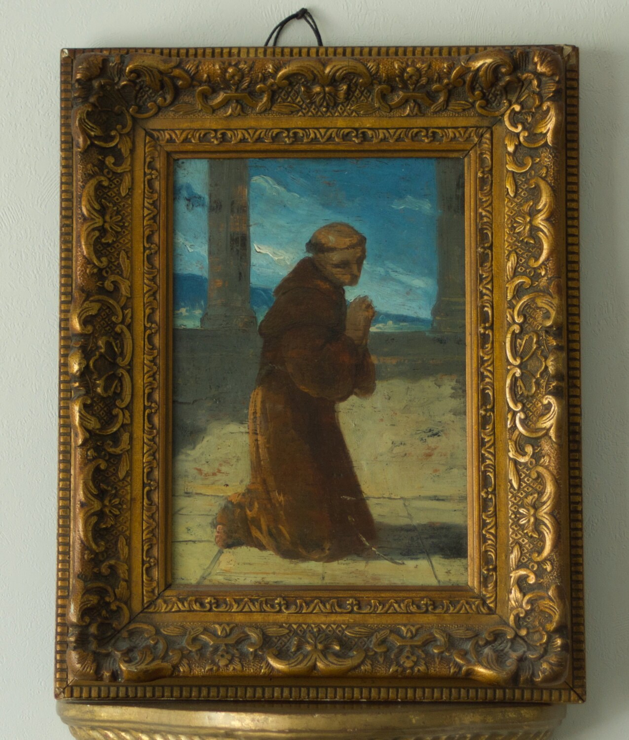 Painting of Praying Monk Etsy